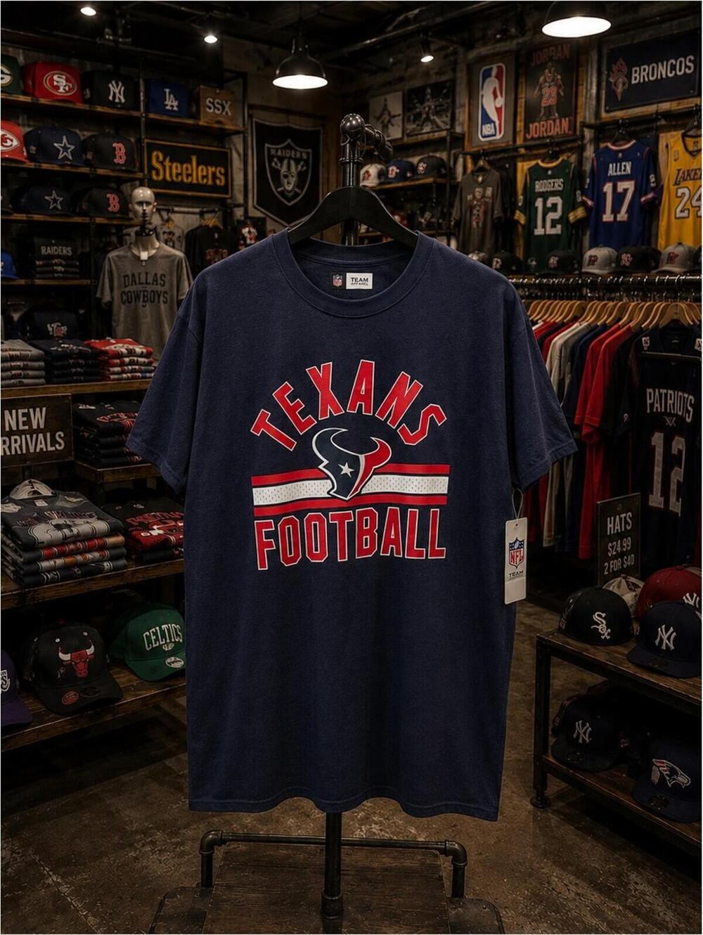 NFL Texans Navy Blue Crewneck Short Sleeve Tee